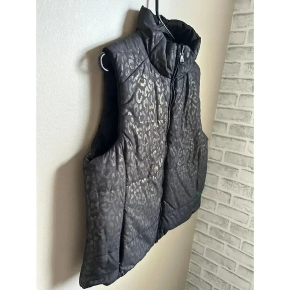 Lauren Ralph Lauren Reversible Black/Leopard Print Puffer Vest, Fall Vest - Picture 7 of 12